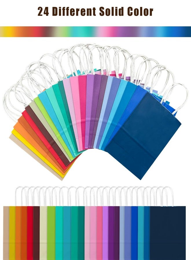 qiqee 100Pcs Paper Gift Bags with Handles - 8.3"x6"x3.15" Small Party Favor Bags - 24 Solid Colors - Image 3